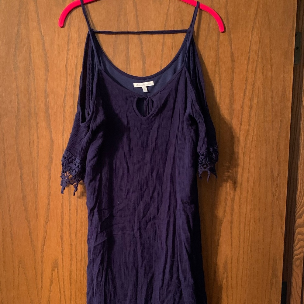 Blue dress with cold shoulders